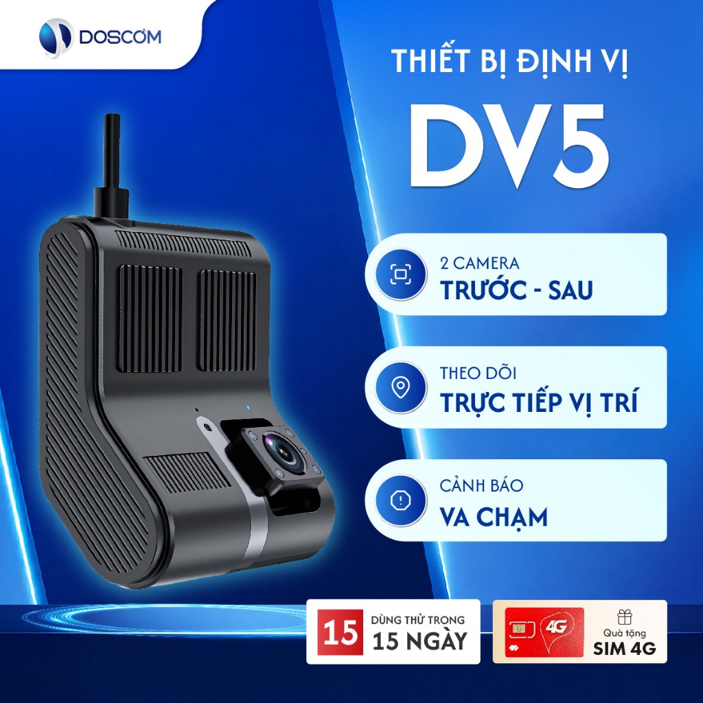 Camera Hành Trình 2 Mắt Doscom DV-5 Tích Hợp Định Vị GPS - Sử Dụng Sóng 4G