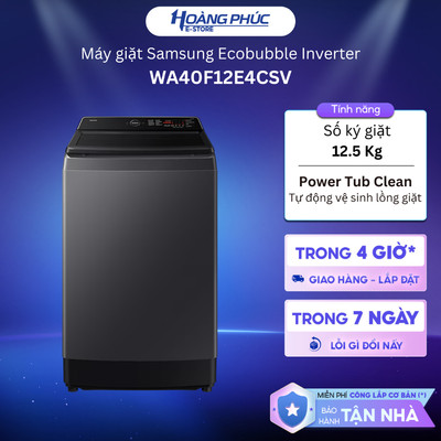 Máy Giặt SAMSUNG Ecobubble™ 12.5Kg WA40F12E4CSV (Đen) | WA40F12E4LSV (Xám nhạt) {Toàn Quốc}