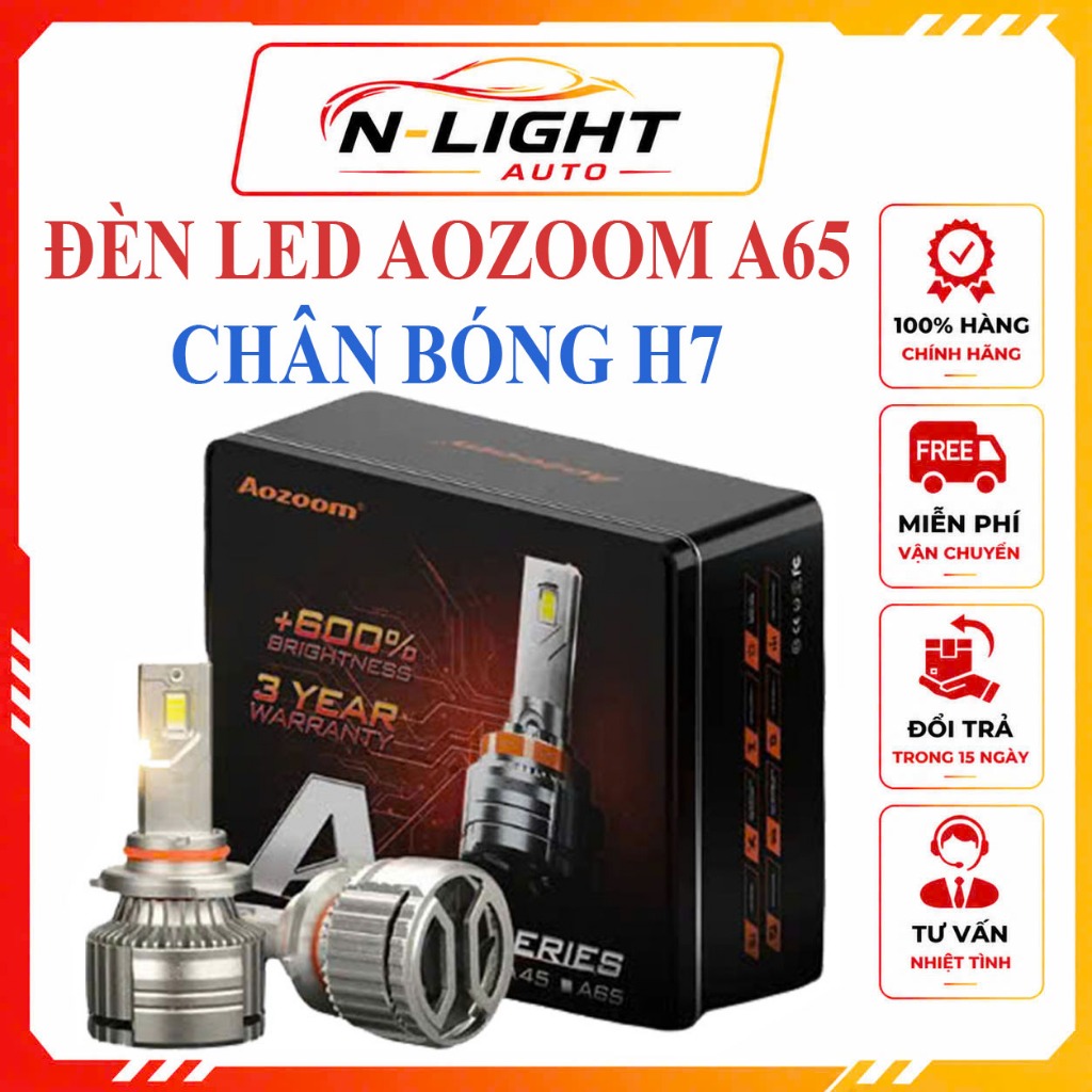 Bóng LED Aozoom A65 - Chân H7- 65W -Sáng Vượt Bậc - Tản Nhiệt Tối Ưu- Dễ Dàng Lắp Đặt