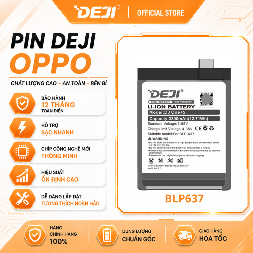 Pin Deji Cho Oppo One Plus 5 / One Plus 5T (3210mAh) | BLP637