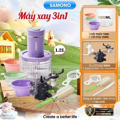 Máy xay thực phẩm đa năng 1.2 Lít 300W Samono SW-MFC300 -  kèm dụng cụ bóc tỏi, cối thủy tinh