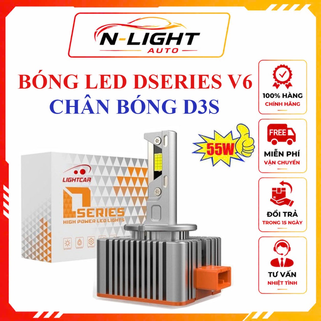 Bóng Led Chân D3S Cao Cấp , LightCar V6 D3S Siêu Sáng 55W