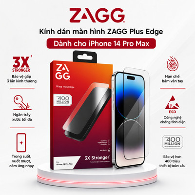 Kính Cường Lực ZAGG GLASS, Bảo Vệ Mạnh Mẽ, Hạn Chế Va Đập, Trầy Xước dành cho iPhone X/XS/11Pro/13/14/15/16