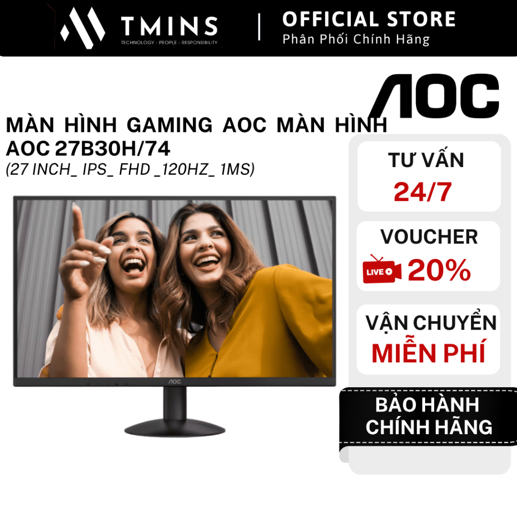 Màn Hình AOC 27B30H/74 (27 inch_ IPS_ FHD _120Hz_ 1ms) - Hàng chính hãng