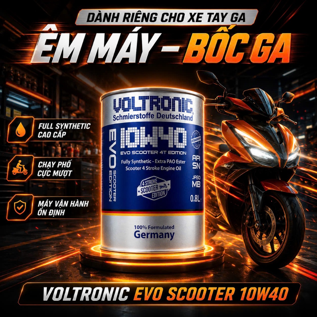Dầu Nhớt Xe tay Ga Voltronic Evo Scooter 10w40