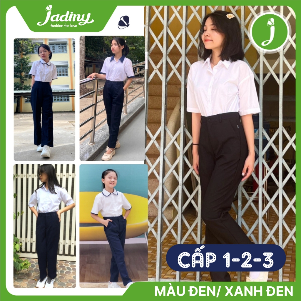 5 mẫu quần tây đồng phục học sinh nữ Jadiny, Quần dài nữ sinh form đứng chất kaki mềm co giãn Jadiny