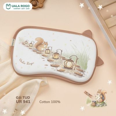 Gối cho bé Ualarogo TOD sơ sinh vải Cotton mềm mại ruột cao su non đàn hồi nâng đỡ vùng đầu UR 941