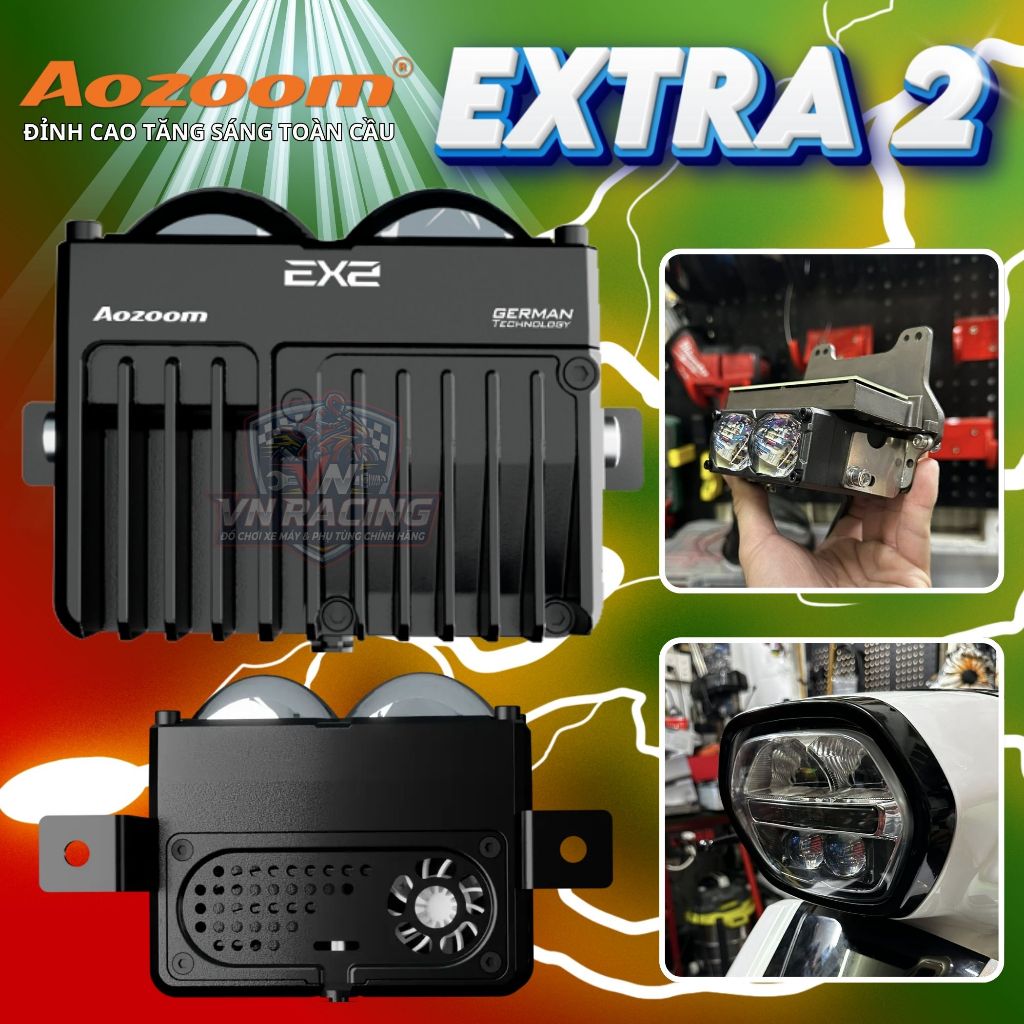 Aozoom Ex2, Đèn Bi Cầu LED Aozoom EX2 Extra 2 60W Cos Pha Cực Mạnh Ánh Sáng Đẹp BH Chính Hãng 2 Năm
