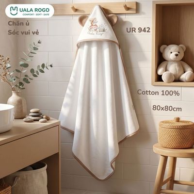 Khăn ủ choàng đa năng sơ sinh cho bé Ualarogo 80x80cm vải sợi bông Cotton mềm mịn UR 942