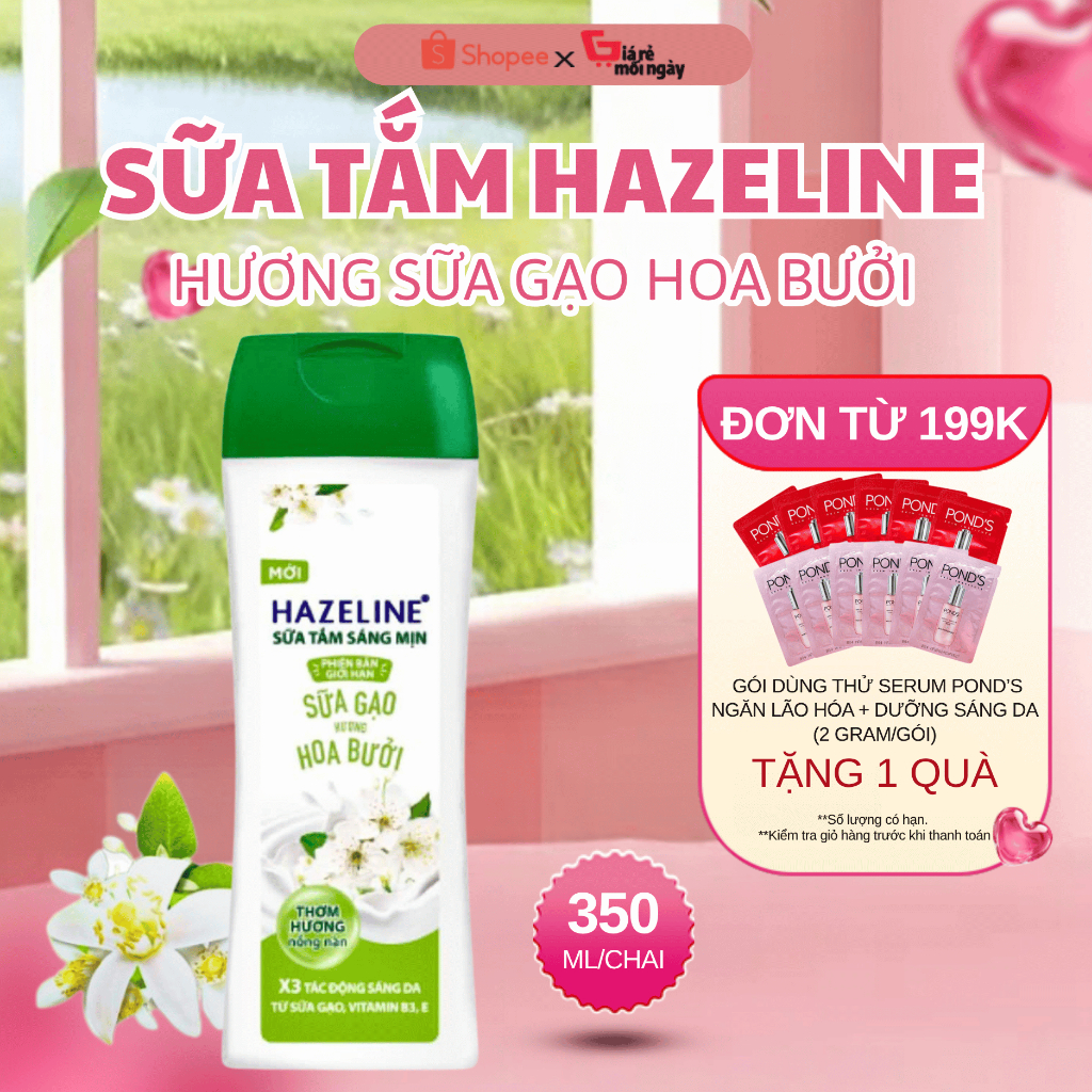 Sữa Tắm Dưỡng Thể Hazeline Sữa Gạo Hương Hoa Bưởi Chai 350g