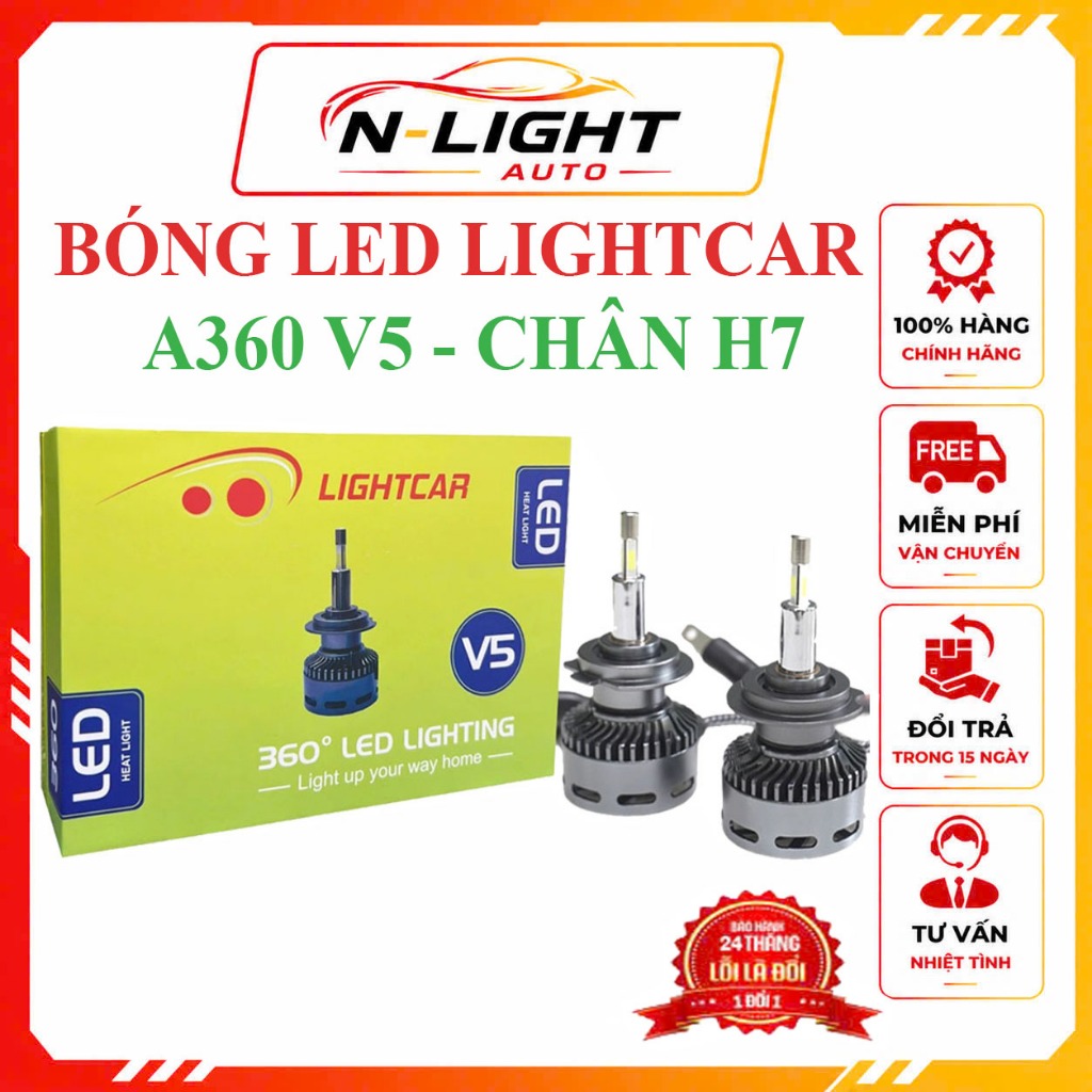 BÓNG LED Ô TÔ 360 ĐỘ CHO BI CẦU LIGHTCAR A360 V5 CHÂN H7
