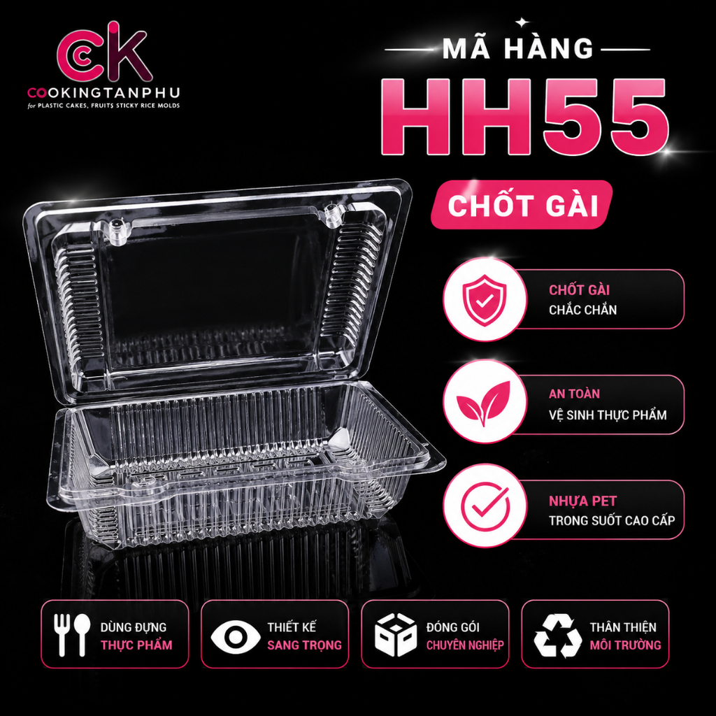 Combo 100 Hộp Nhựa H55 - Chốt Gài - Cao Cấp