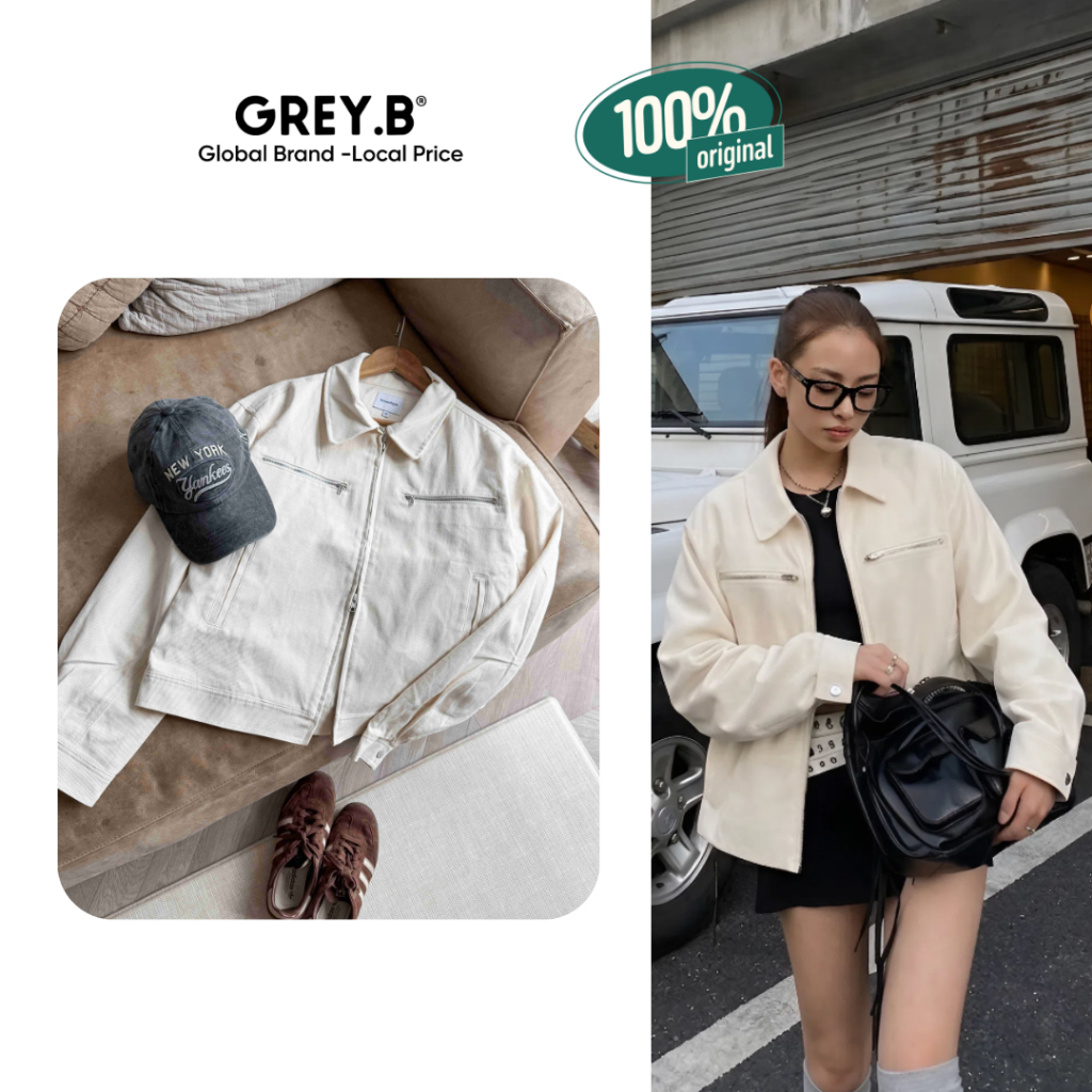 Áo Khoác Dáng Ngắn Urbandtype Jacket Cotton Collar GREYB