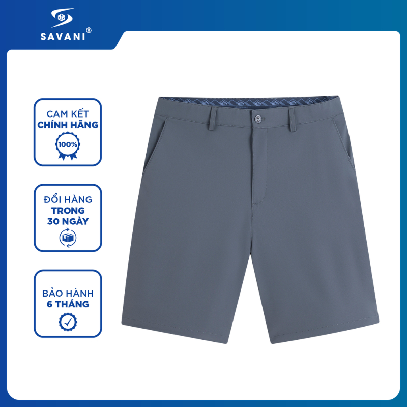 Quần Short Golf Nam Cạp Âu SAVANI Cao Cấp, Dáng Regular Fit Ôm Vừa, Chất Vải Không Nhăn LSGG006S6