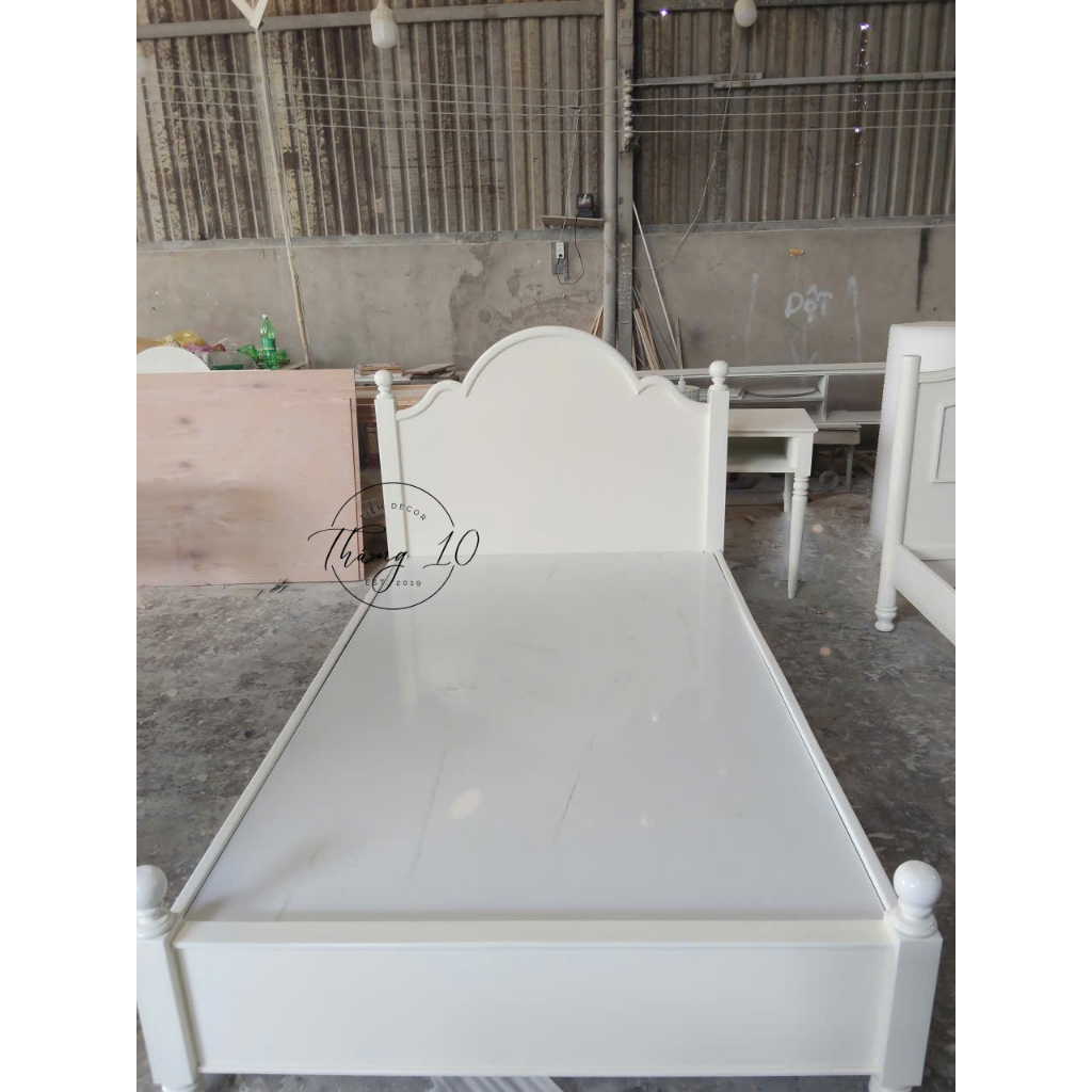 Giường Gỗ Tân Cổ Điển Farmhouse Cao Cấp Nệm 1m2 x 1m9 - Hàng Không Có Sẵn, Liên Hệ Trước Khi Đặt