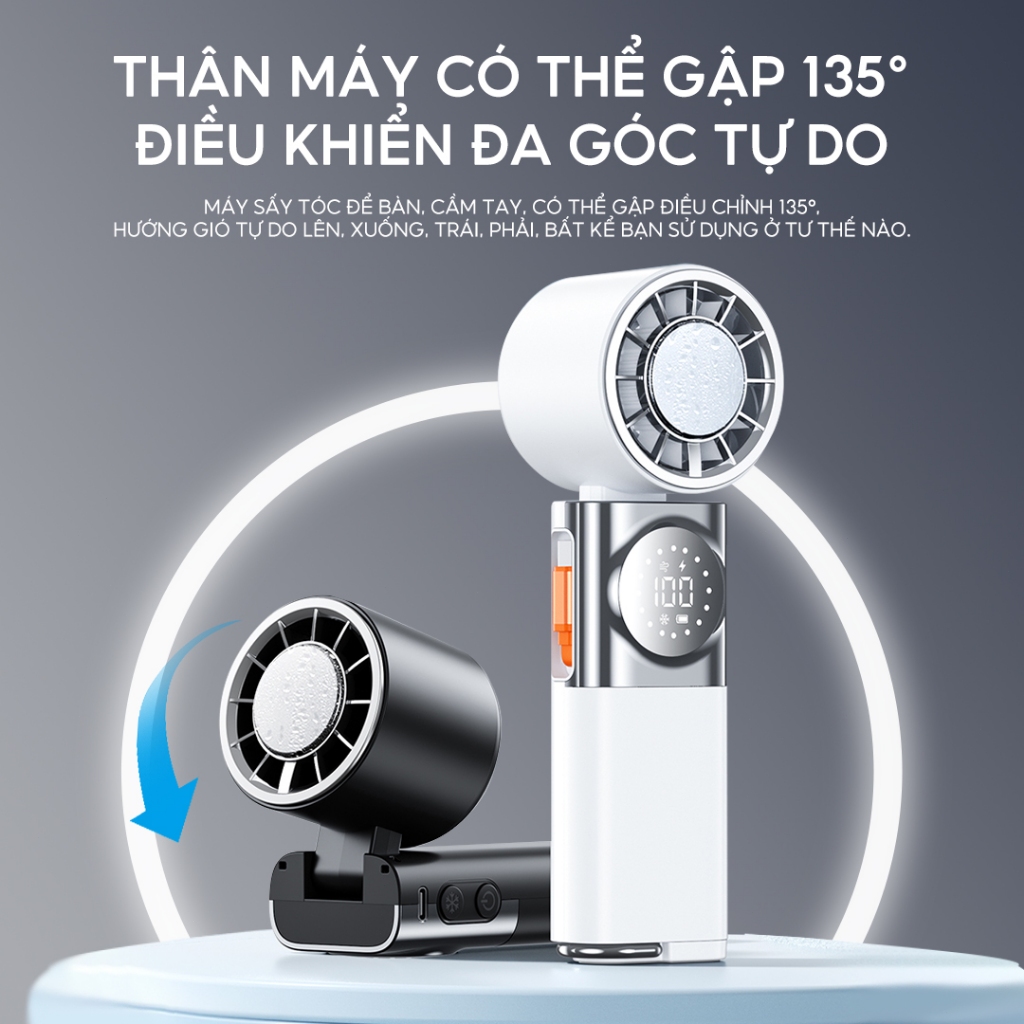 Yodevoe X80 Quạt Cầm Tay Quạt gấp 4000mAh Với chức năng sạc kho báu Có thể làm lạnh Gấp 180 ° | BigBuy360 - bigbuy360.vn