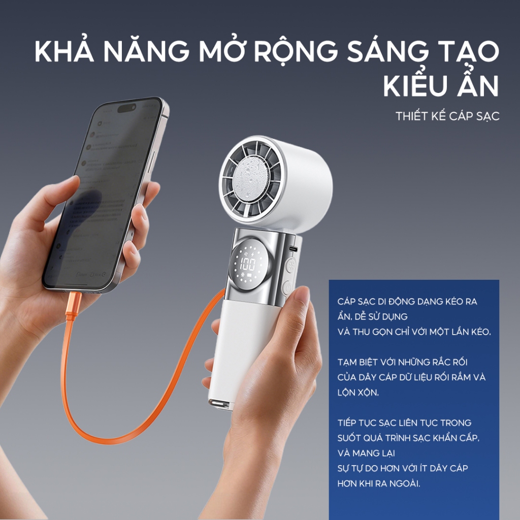 Yodevoe X80 Quạt Cầm Tay Quạt gấp 4000mAh Với chức năng sạc kho báu Có thể làm lạnh Gấp 180 ° | BigBuy360 - bigbuy360.vn