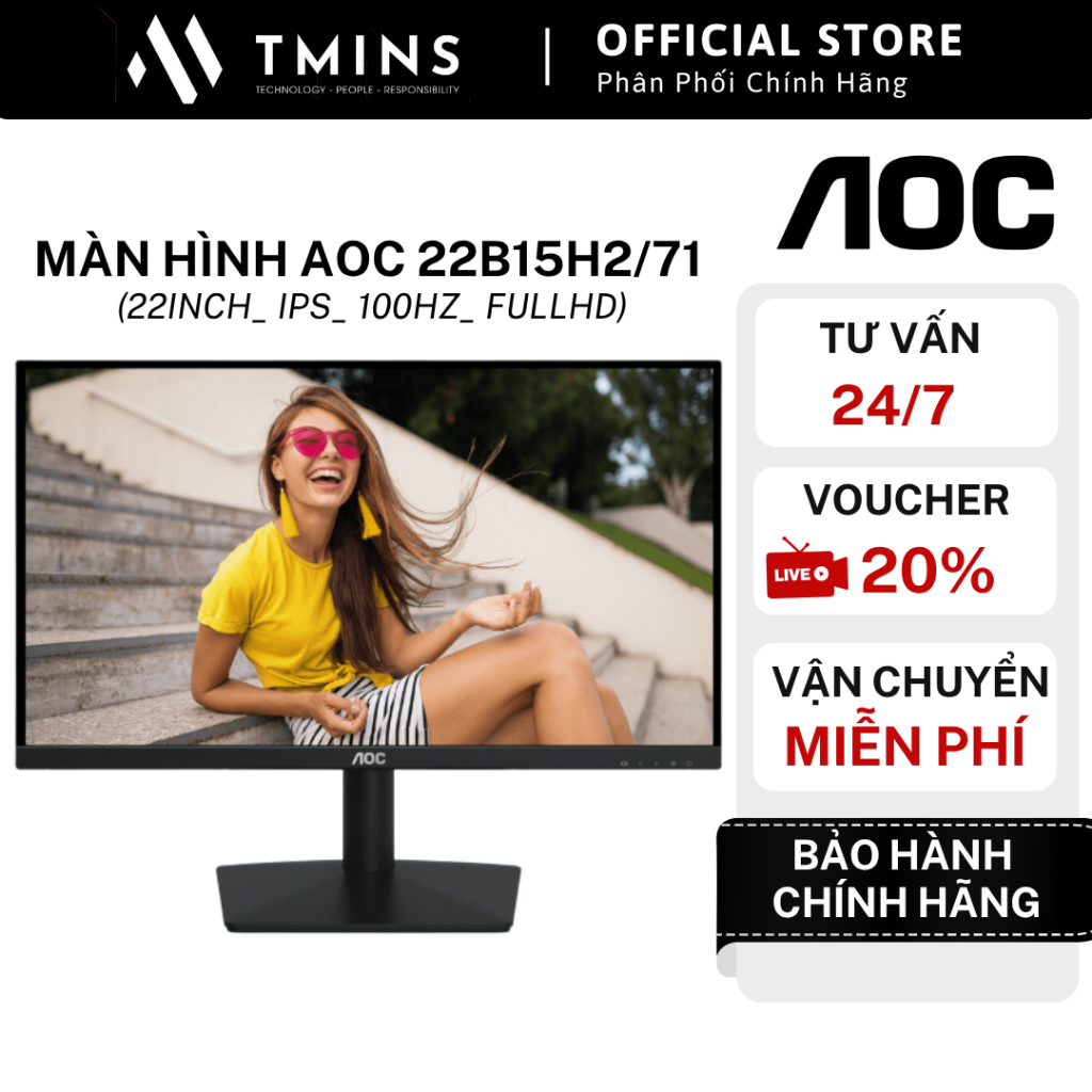 Màn hình AOC 22B15H2/71 (22Inch_ IPS_ 100Hz_ FullHD) - Hàng chính hãng