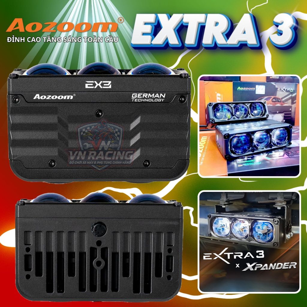 Đèn Trợ Sáng Aozoom EX3 Extra Light Công Suất 95W Siêu Sáng, Ánh Sáng Mịn Cắt Chống Chói BH 24 Tháng