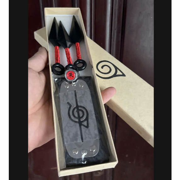 Mô Hình Kunai màu Đỏ Naruto Dài Băng Trán Làng Lá Shuriken Đồ Chơi Mô Hình Kunai 27cm