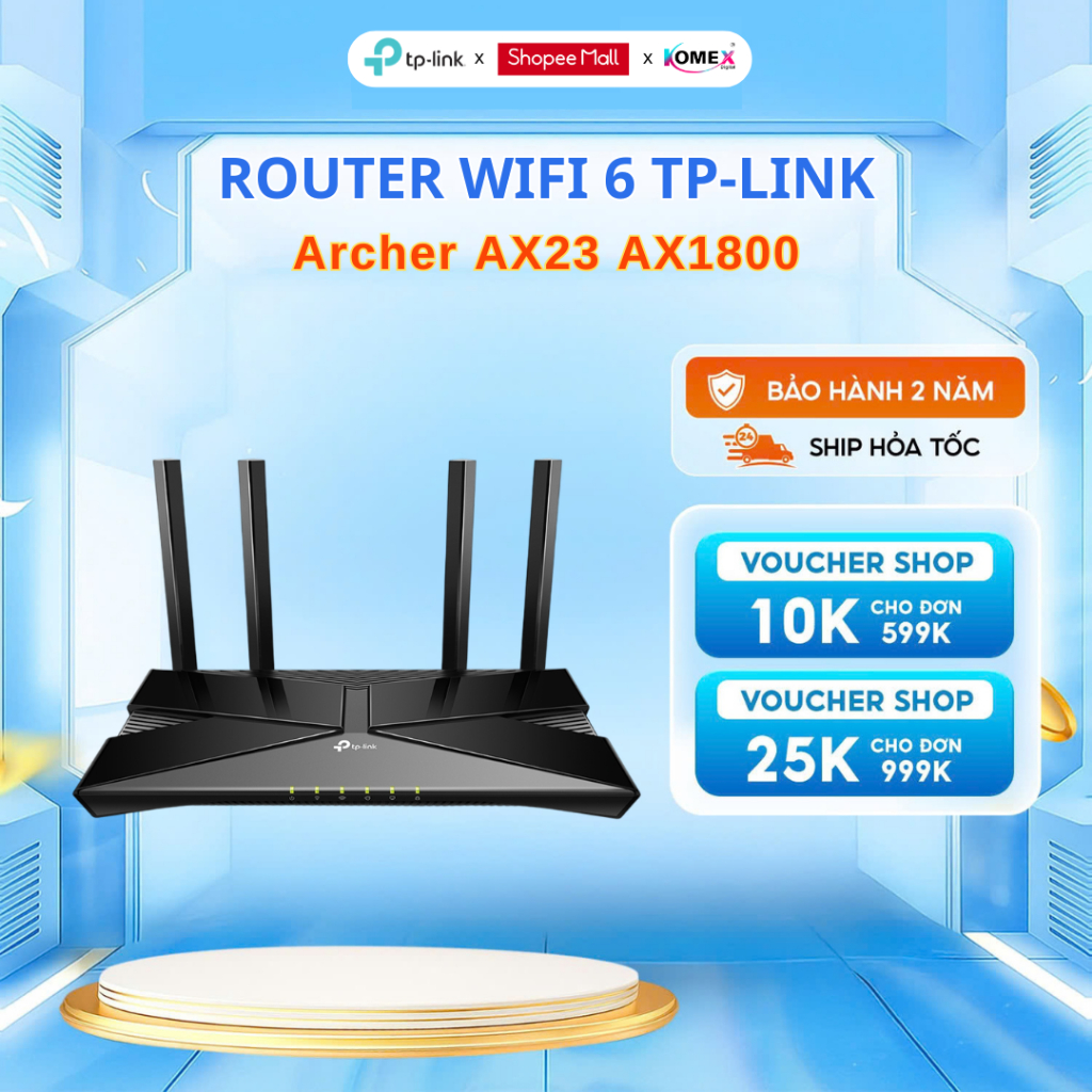[WiFi 6 Mới] Bộ Phát Router Wifi 6 TP-Link Archer AX23, Chuẩn AX1800, Tốc Độ 1.8Gbps