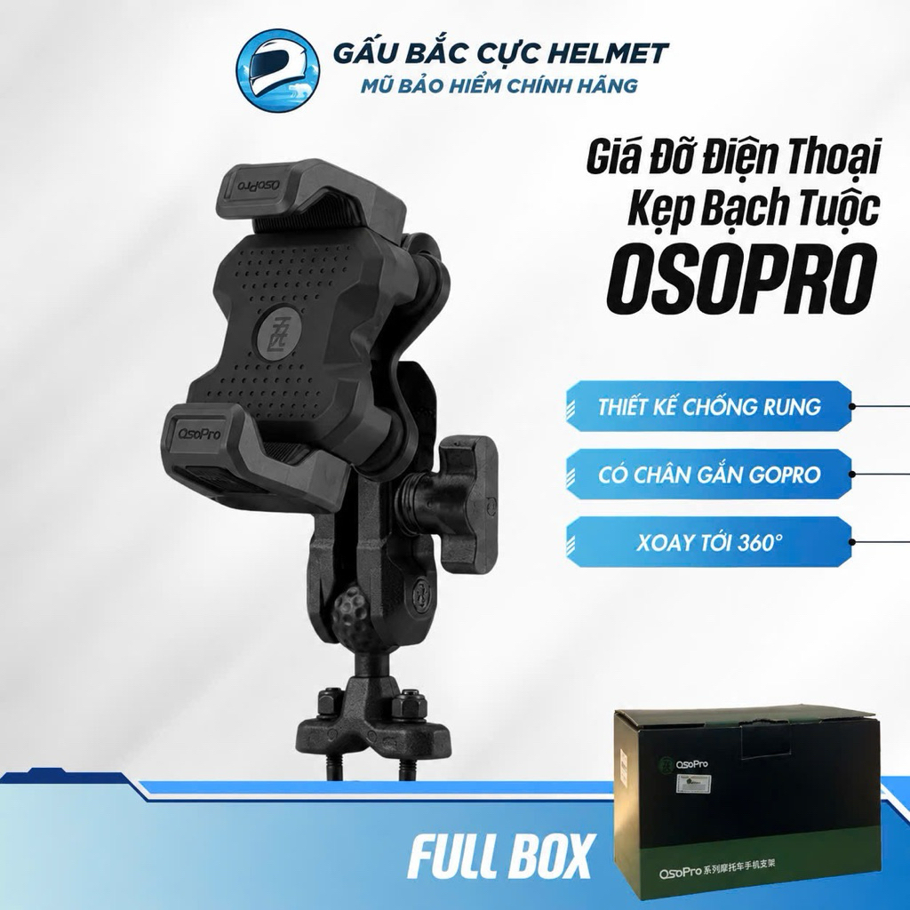 Giá đỡ điện thoại Osopro VH Mount cho chân gương và chân ghi đông - PHIÊN BẢN MỚI KHÔNG CÓ LÒ XO