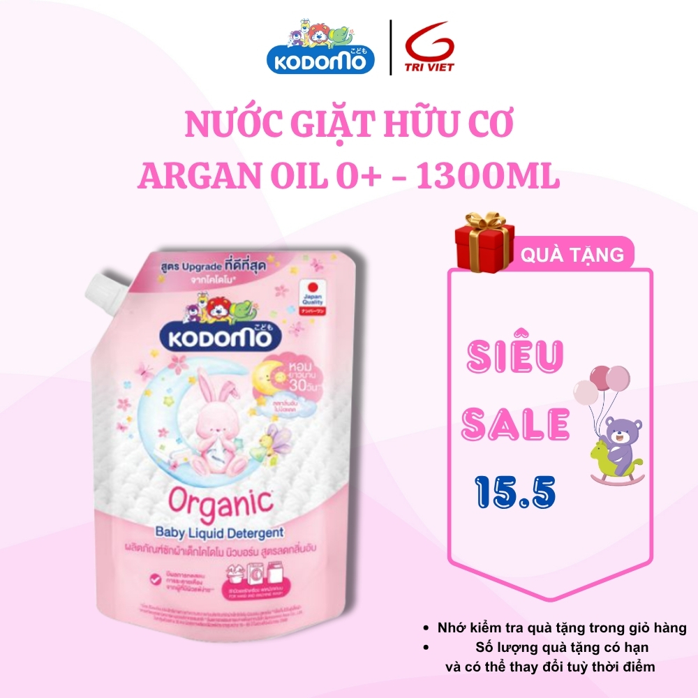 Nước Giặt Quần Áo Trẻ Em Organic Kodomo Argan Hữu Cơ 1300ml