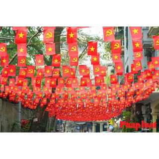 Cờ dây sao Đảng ,cờ đây in 2 mặt trang trí  ngày  lễ lớn  vải sattanh bóng  bền  đẹp