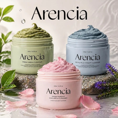 Arencia Sữa rửa mặt Mochi gạo xanh tươi 120g/Làm sạch sâu/Sữa rửa mặt đất sét Arencia
