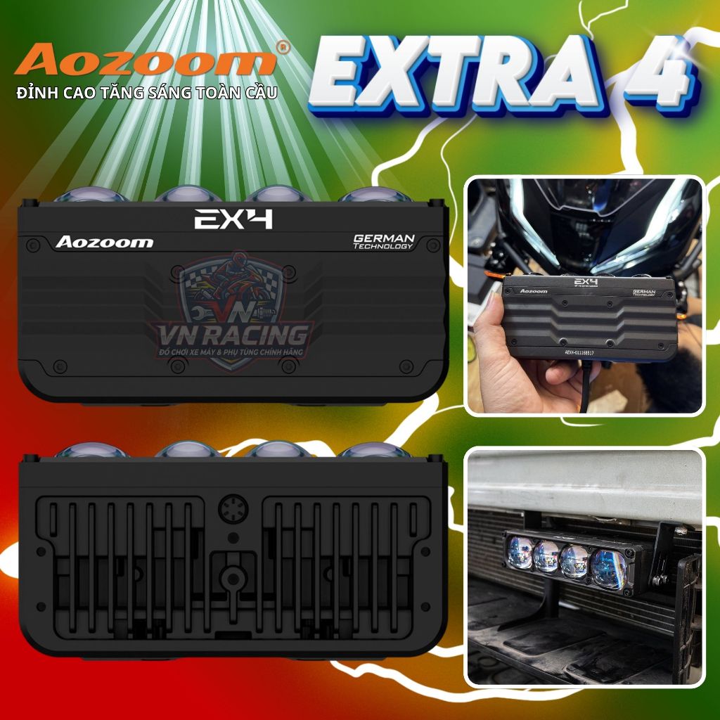 Đèn Trợ Sáng Ex4 AOZOOM Công Suất 108W, Trợ Sáng EX4 Chống Nước Chuẩn IP68 - BH 2 Năm