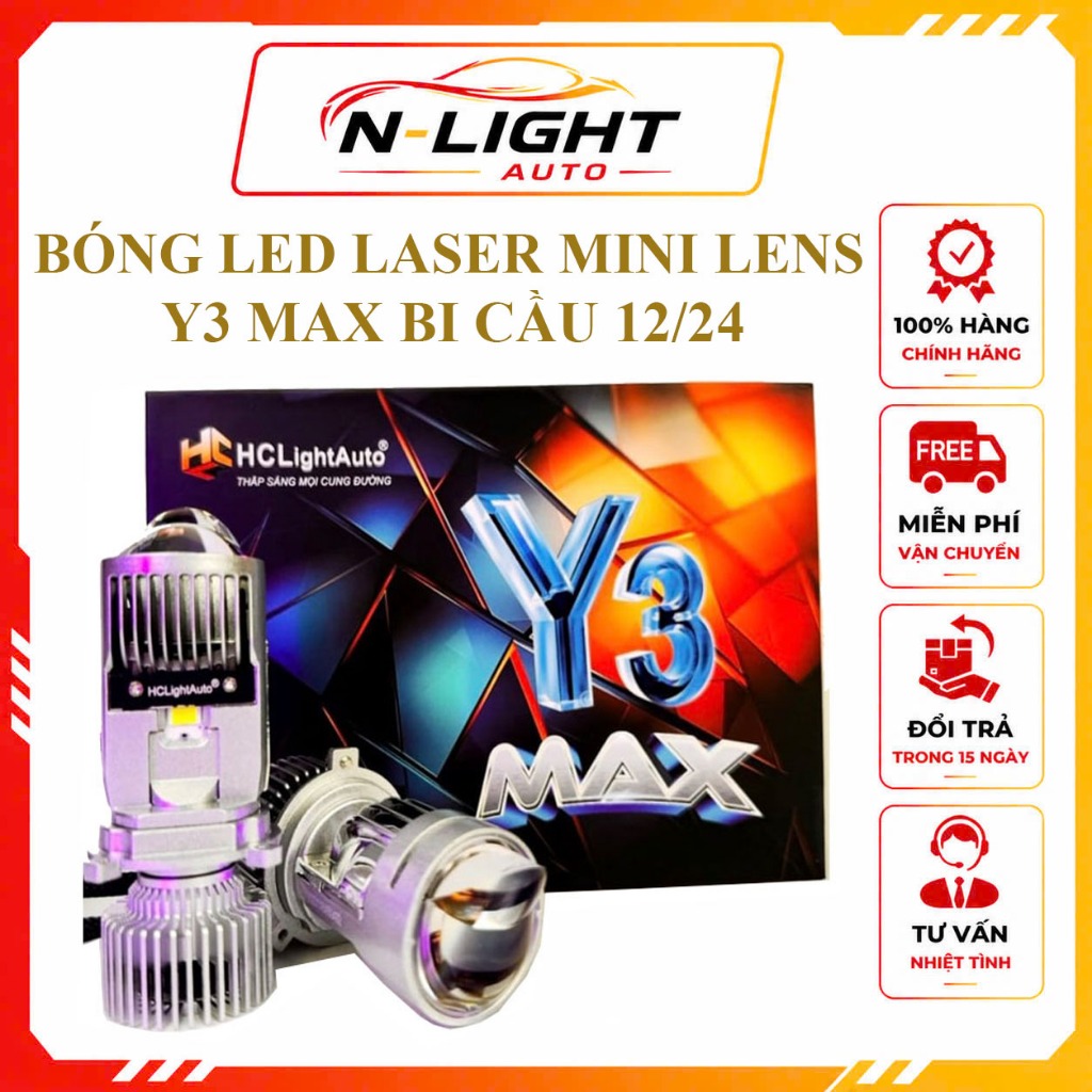 BI LED MINI LASER LENS Y3 MAX BI CẦU 12/24V, COS/PHA 40W/70W