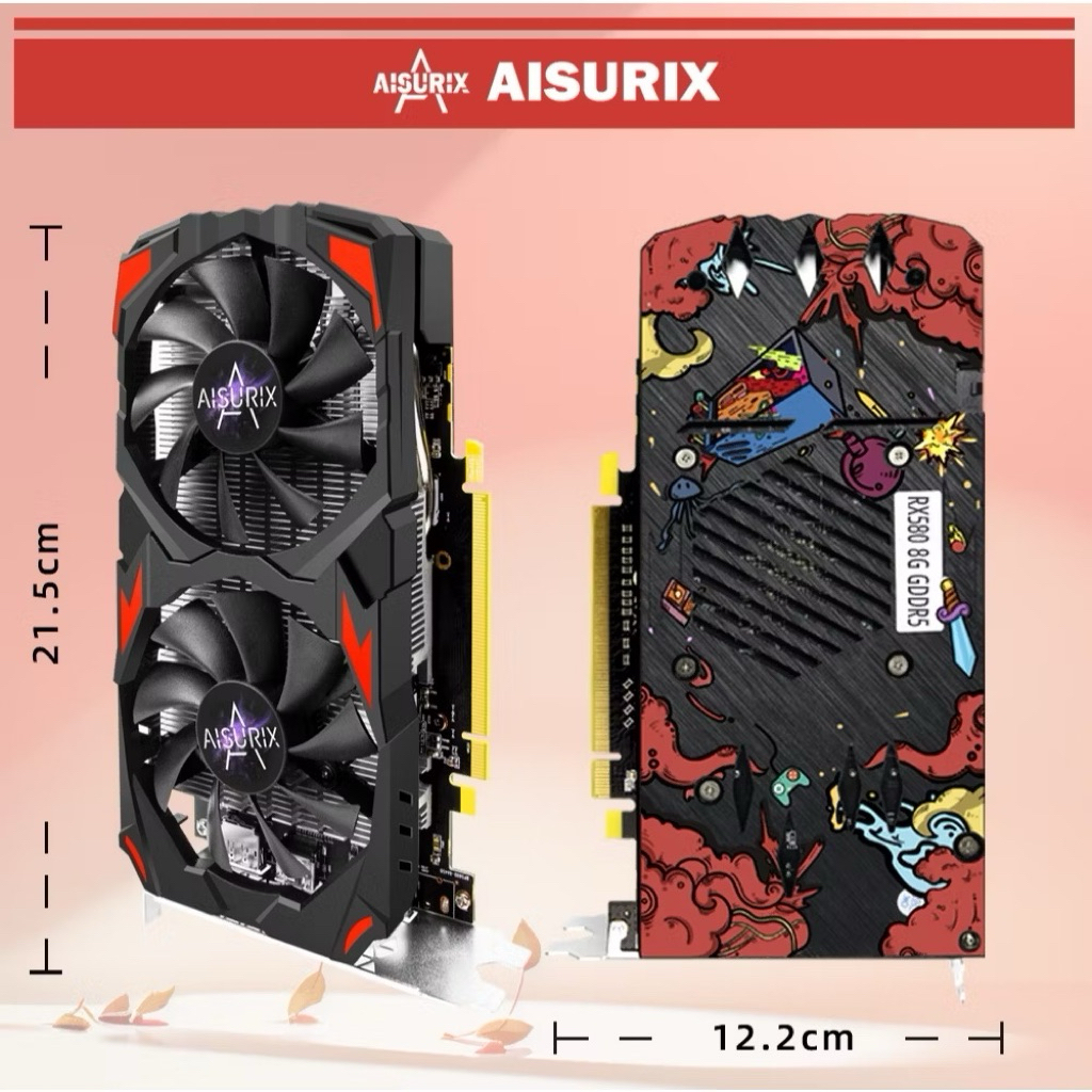 AISURIX RX 580 8GB 2048sp Card màn hình RX580 VGA old GPU AMD GDDR5 PC Gaming WỬok Hàng qua sử dụng 