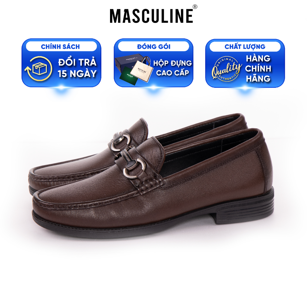 Giày tây lười nam MASCULINE GSP601 da bò cao cấp kiểu Penny Loafer đế chống trơn sang trọng