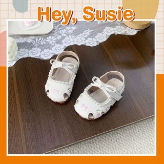 Sandal Kem Thêu Hoa Đính Ngọc Cho Bé Gái Size 21-30 G1561