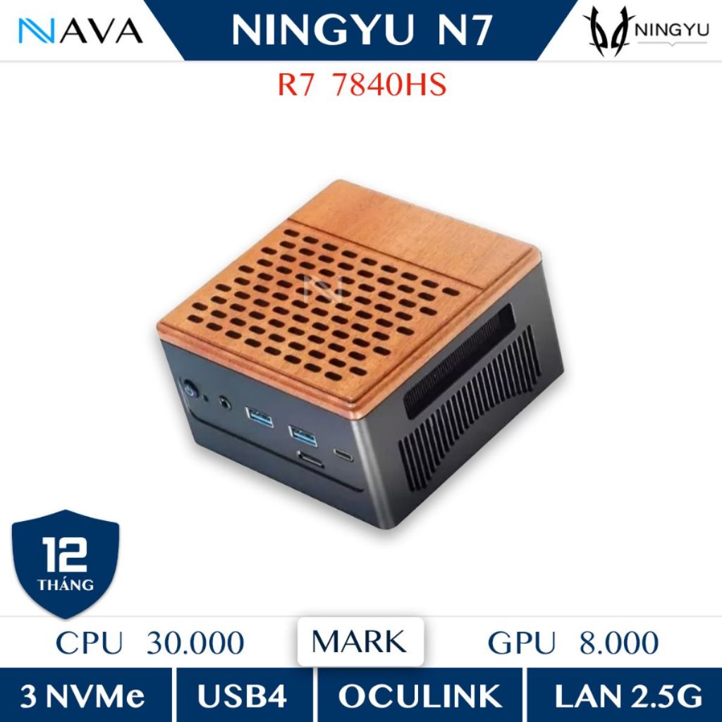 Mini PC NINGYU N7 Ryzen 7 7840HS RAM 32GB LPDDR5X 7500MHz AI Gaming