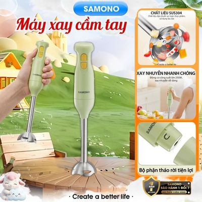 (MỚI) Máy xay cầm tay đa năng SAMONO SW-HB200A 250W thanh tay nhựa, xay cháo, xay sinh tố - BH 1 năm