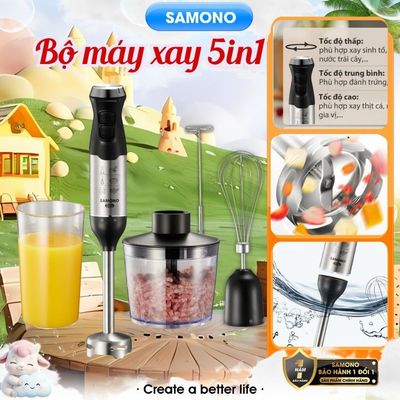 (MỚI) Máy xay cầm tay 5IN1 SAMONO SW-HBW600, 3 tốc độ, 600W, xay cháo, xay sinh tố, đánh trứng