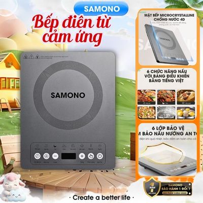 (BH 1 năm) Bếp Điện Từ Cảm Ứng Samono WS-02 Công Suất 2000W Có Chức Năng Hẹn Giờ, 6 chức năng nấu Tiết Kiệm Điện