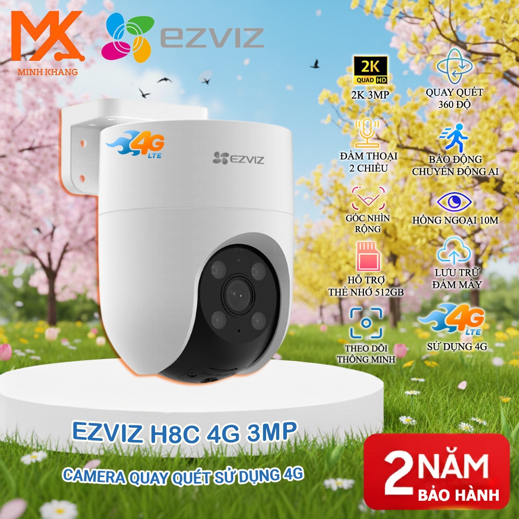 [Chính Hãng] EZVIZC Camera Wi-Fi Ngoài Trời H8c 4G 2K & H9C 4G 5MP + 5MP – Camera Ngoài Trời Quay Qu