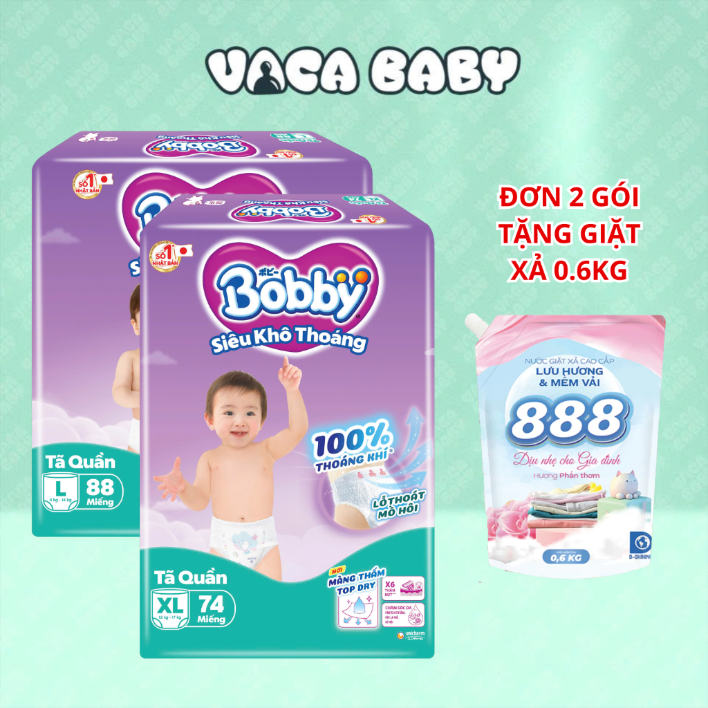 (COMBO 2 GÓI) Combo 2 gói Tã quần Bobby Ultra siêu khô thoáng M96/ L88/ XL74/ XXL68 miếng