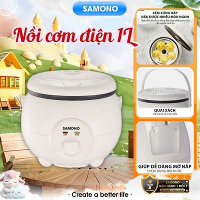 (BH 1 Năm) Nồi cơm điện Samono 1L 500W cho 2-4 người, nấu cơm nhanh chóng, thích hợp cho gia đình nhỏ SW-RCEC10