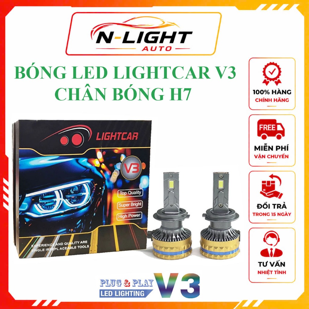 Bóng Led LIGHTCAR V3 70W - Chân H7 Siêu Sáng