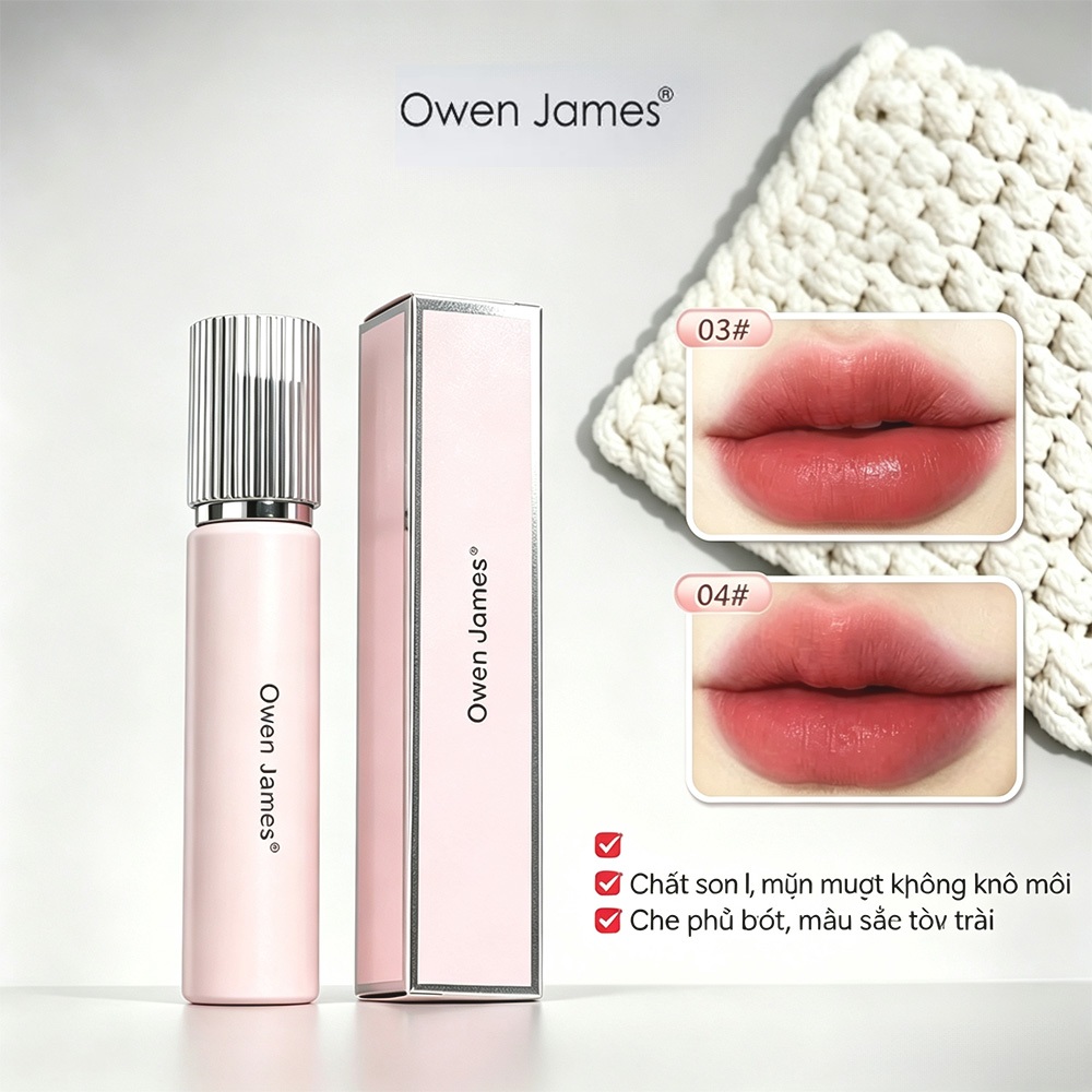 Owen james bột nhỏ son bóng mờ nhung mờ khó phai son môi độ bão hòa thấp son bóng