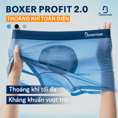 Quần boxer nam thun lạnh Profit 2.0 - Combo quà tặng nam giới - Quần lót đùi nam thoáng khí khử mùi BOXERMAN