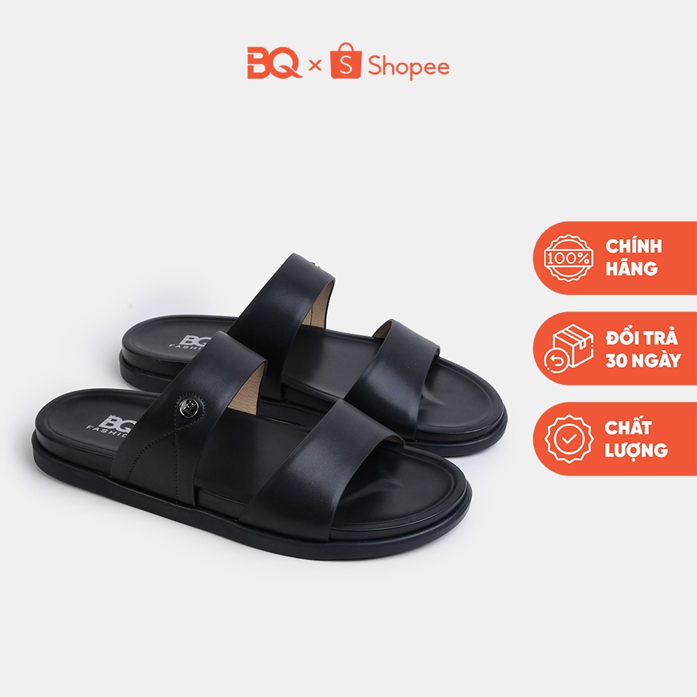 Dép nam da hai quai ngang đế bằng thoáng mát thời trang BQ D 1015