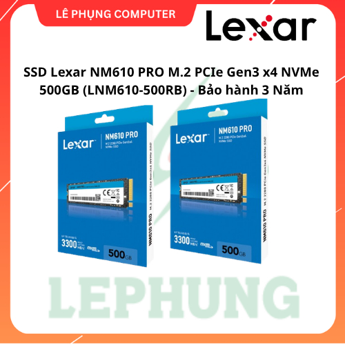 SSD Lexar NM610 PRO M.2 PCIe Gen3 x4 NVMe 500GB (LNM610-500RB) - Bảo hành 3 Năm
