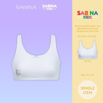 Áo Lót Không Mút Ba Lỗ Cài Màu Trắng Cho Trẻ Mẫu Giáo Hoặc Tiểu Học Sabinie By Sabina SCG451