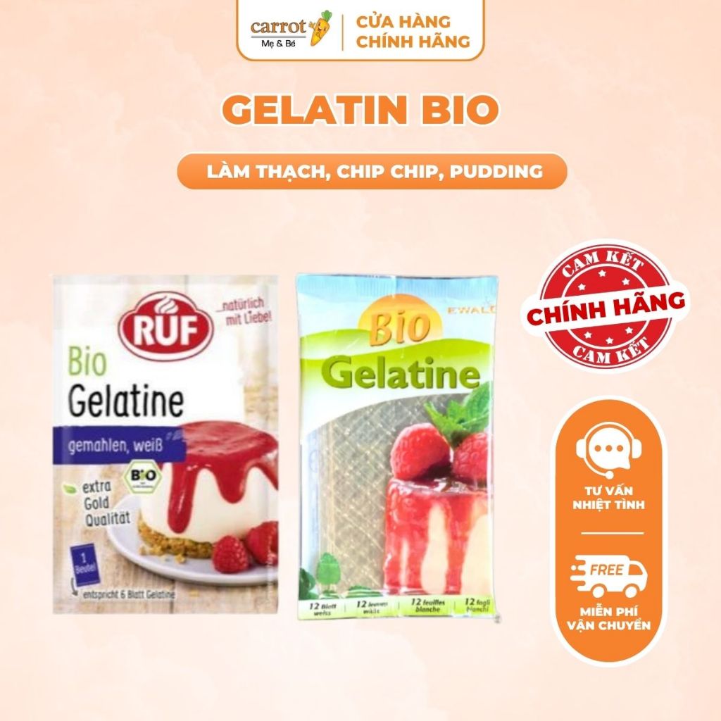 Bột gelatin RUF Bio, Gelatin Hữu Cơ Dạng Lá Làm Thạch, Chip Chip, Pudding, Kẹo Dẻo 9G