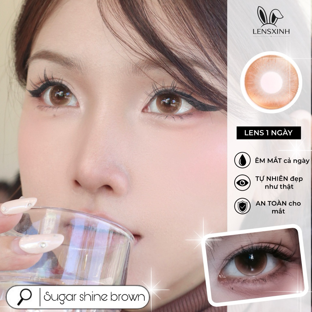 [LENS 1 NGÀY] lens nâu mở tròng hiệu ứng SUGAR SHINE | Dia 14.2mm | HSD 2030 | lens 1 ngày cao cấp s