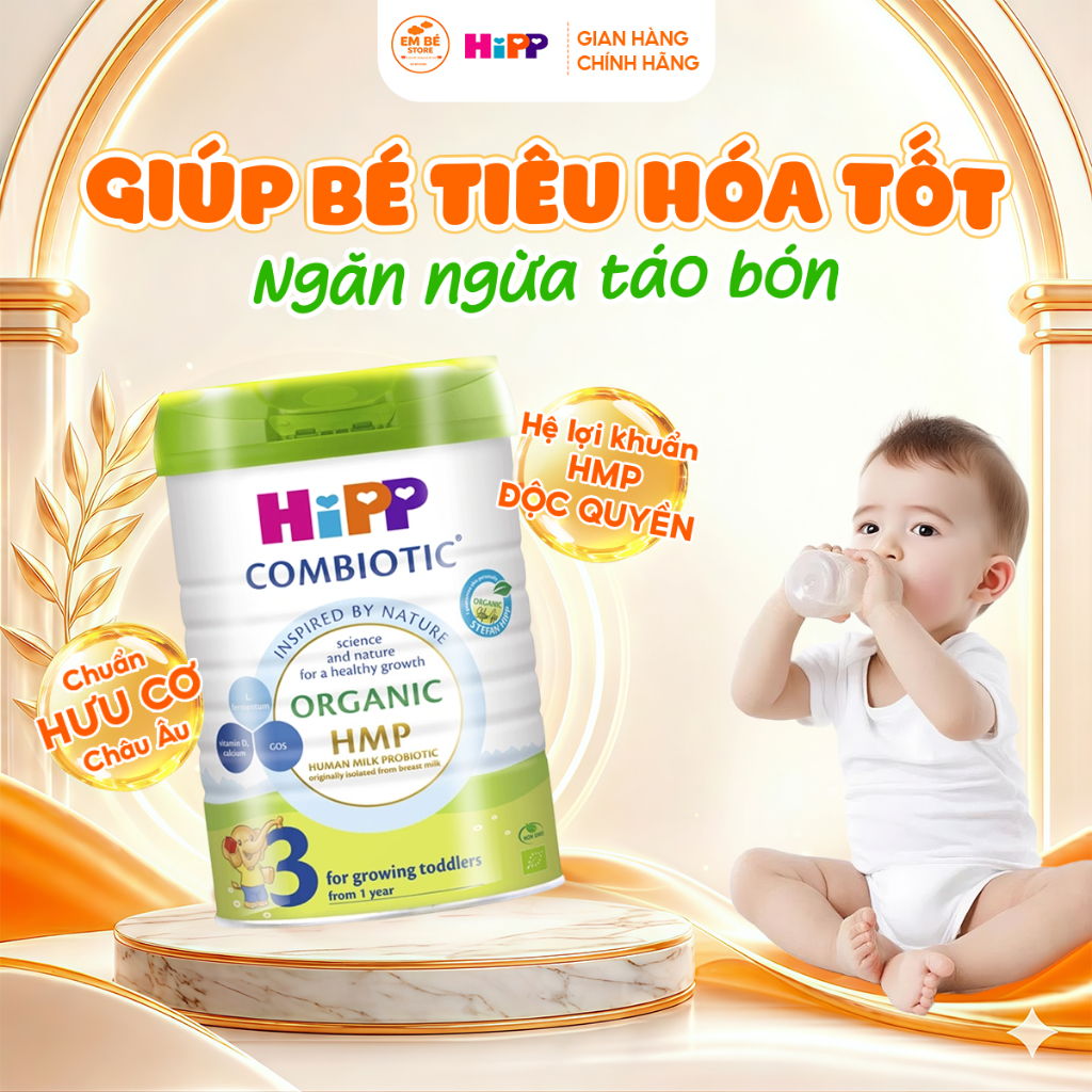Sữa bột công thức CHÍNH HÃNG HiPP Organic Combiotic 800g giúp bé tiêu hóa tốt, phát triển toàn diện